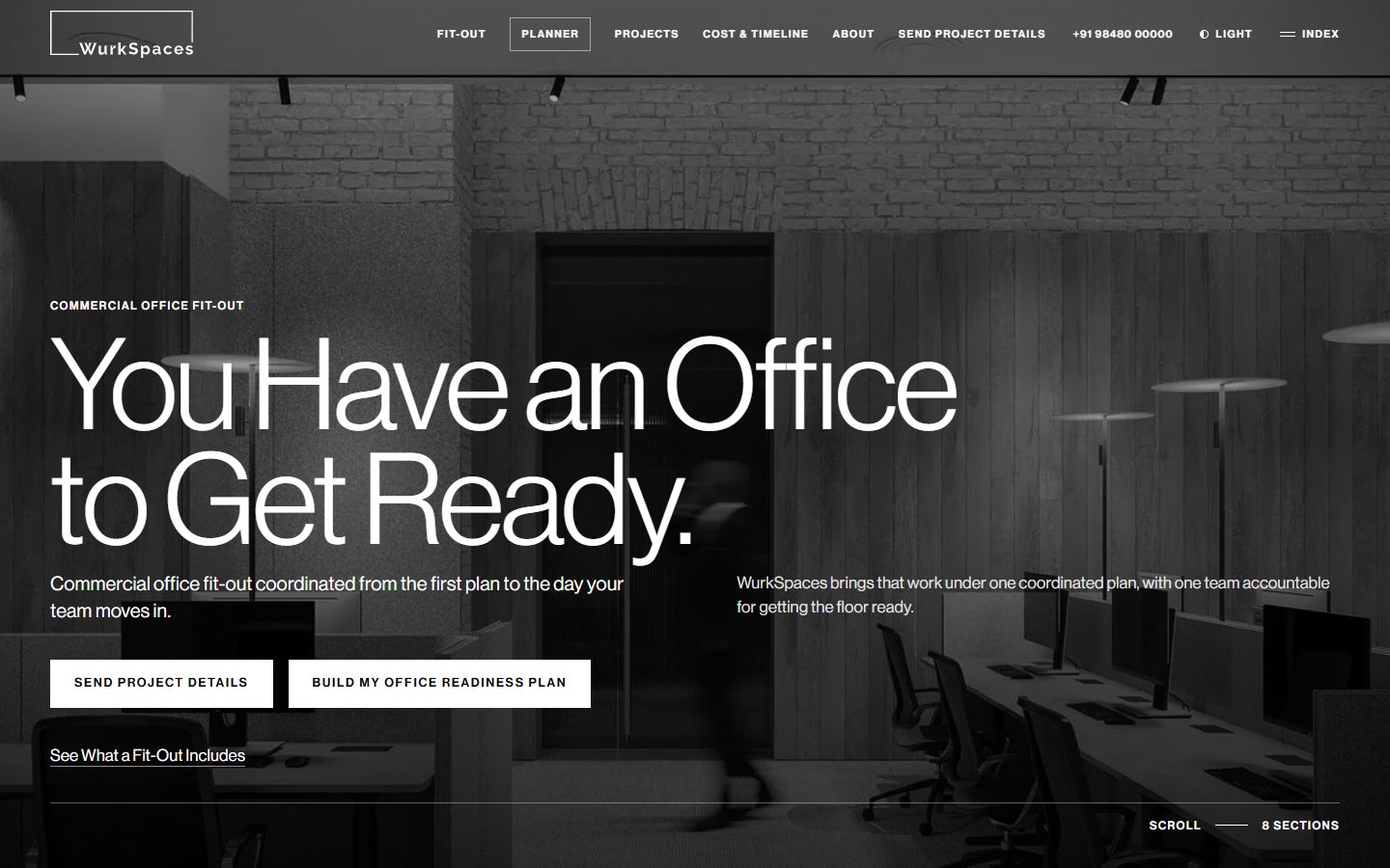 WurkSpaces home page in greyscale: You have an office to get ready